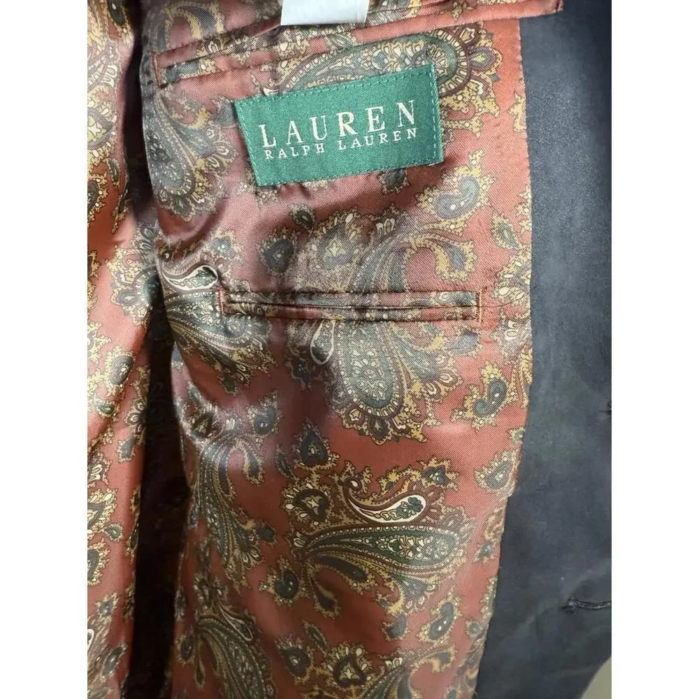Lauren Ralph Lauren Men’s  Sz‎ 44R Black Polyester  Paisley Lined Jacket